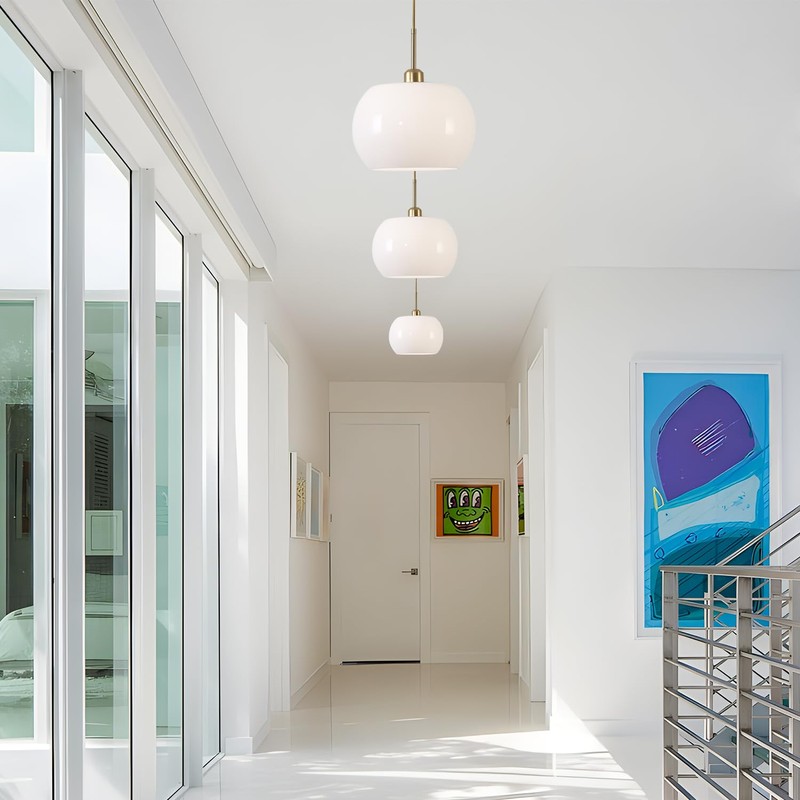 BOKT 1-Light Gold Dome Pendant Light Mid Century Modern White