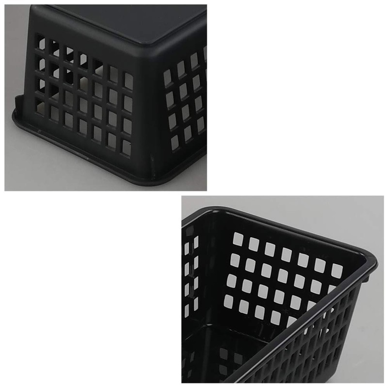 Gitany Black Plastic Baskets Set of 6, Rectangle Slim Storage
