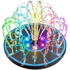 SZMP Solar Fountain Pump 3.5W Bird Bath Fountains with Blue Flower Upgraded Glass Panel, 7 Nozzle & 4 Fixer, Solar Powered Water Fountain for Garden, Pond, Outdoor (Colorful)