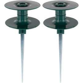FONTOI 10 Inch Hose Guide Stakes, Durable Rust Free Zink Hose Guides for Garden, Heavy Duty Dark Green Spin Top, Garden Hose Guide Stakes Metal for Plant Protection Greenhouse, Patio Lawn, 2PCS