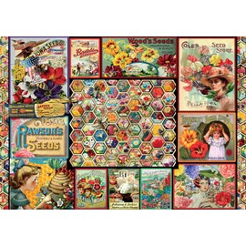 Buffalo Games - Lois Sutton - Bonjour - Vintage Ephemera - 500 Piece Jigsaw Puzzle for Adults Challenging Puzzle Perfect for Game Nights - Finished Puzzle Size is 21.25 x 15.00