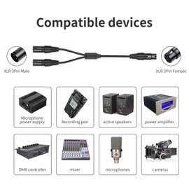 SZLliyxs 5 Pack 1.5FT XLR Y Splitter Mic Cable, 3pin XLR Female to Dual XLR Male, Balanced Mic Audio Cables for Stereo Mic to L&R Audio