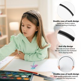 LOPHE 6 Pcs Plastic Headband With Teeth, Soft Non Slip Hair Hoop Fashionable Headband Hair Bands Headbands Thin Teeth Skinny Hairbands 90s Zigzag Headbands for Women Men Girls(A)