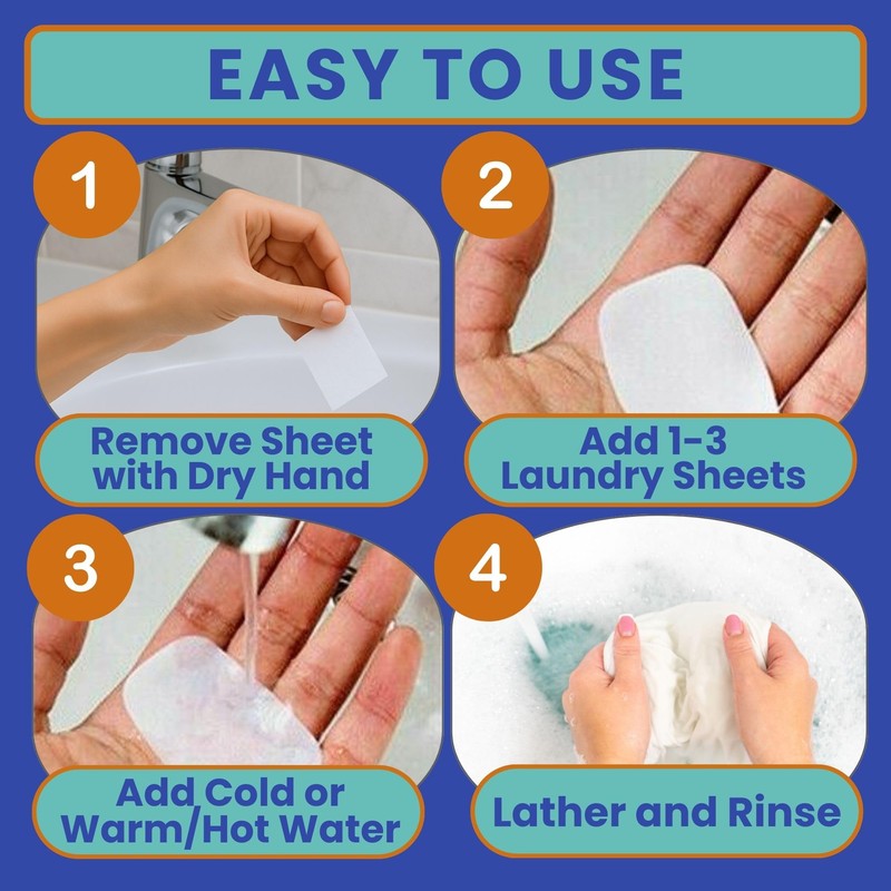 Travel Laundry Detergent Sheets with Foldable Laundry Bag and Strong