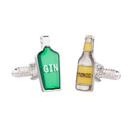 Gin and Tonic Drink Bottle Cufflinks Presented in Onyx Art London Cufflink Gift Box