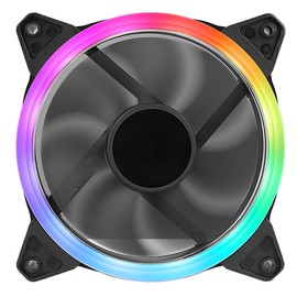 CiT Rainbow Ring PC Cooling Fan 120mm, Fan Speed: 1200RPM, Hydraulic Bearing, 16pcs LEDs, 7 Blades, 3 Pin Or 4 Pin Power, High Performing, Easy Compatibility & Reliable Fan For Computer Cases | Black