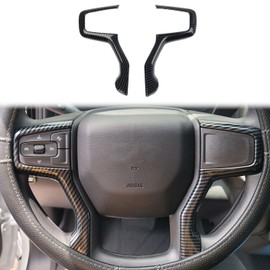 Fewshaw Carbon Fiber Steering Wheel Cover Molding Trims Accessoriess for 2019-2025 Chevy Silverado Blazer 2021-2024 Tahoe Suburban (Side Trim)