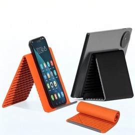 Gptkop 2026 New Flexible Silicone Aluminum Phone Stand Bendable Freely into Any Shape, Universal Adjustable Anti-Slip Desktop Mount for Home Office Travel (Orange)