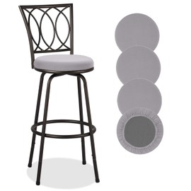 Deisy Dee 4PCS Round Bar Stool Seat Covers Stretch Round Chair Covers for 13-16 Inch Stool Chair (Sliver)
