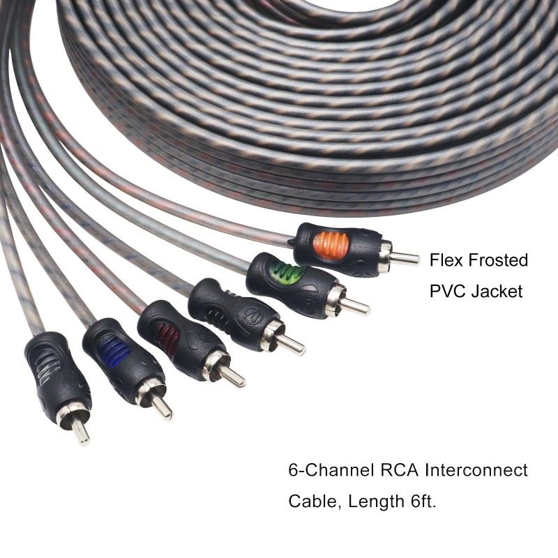 Recoil RCI66 99.99% Oxygen Free Copper 6ft 6-Channel RCA Audio