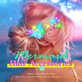 Handcess Leuchtende Seestern-Haarspange, LED-Muschel-Kopfschmuck, leuchtende Meerjungfrauenkostüm, Haarteil, Perlen-Rave-Haarschmuck für Damen