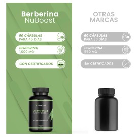 Berberina 1000 Mg 180 Cápsulas Nuboost Hecho En Usa