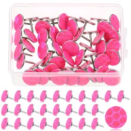 Fullhawl 50 Reflective Tacks Trail Marking Tacks Glow Reflective Mark Trail Markers Thumb Nails for Hunting Hiking Camping Tree Stand (Rose Red)