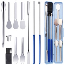 11Pcs Capsule Filling Machine Kit for Pill Filler All Sizes # 000 00 0 1 2 3 4 5- Micro lab Spoons Spatula Tool for Gel Capsules Empty Quickly Fill Tray with Herb Powder Tamper Tools