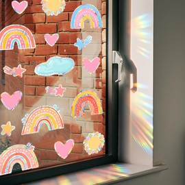 Rainbow Window Stickers Prism Window Sticker Suncatcher Sticker Bird Protection Rainbow Prism Window Decals Birds Anti Collision Sticker Sun Catcher for Glass Panels Window Film