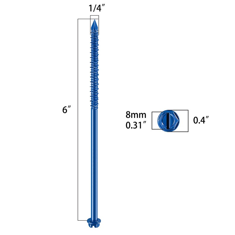 Wensilon(30 PCS) 1/4" * 6" Slotted Hex Concrete Screws Anchor