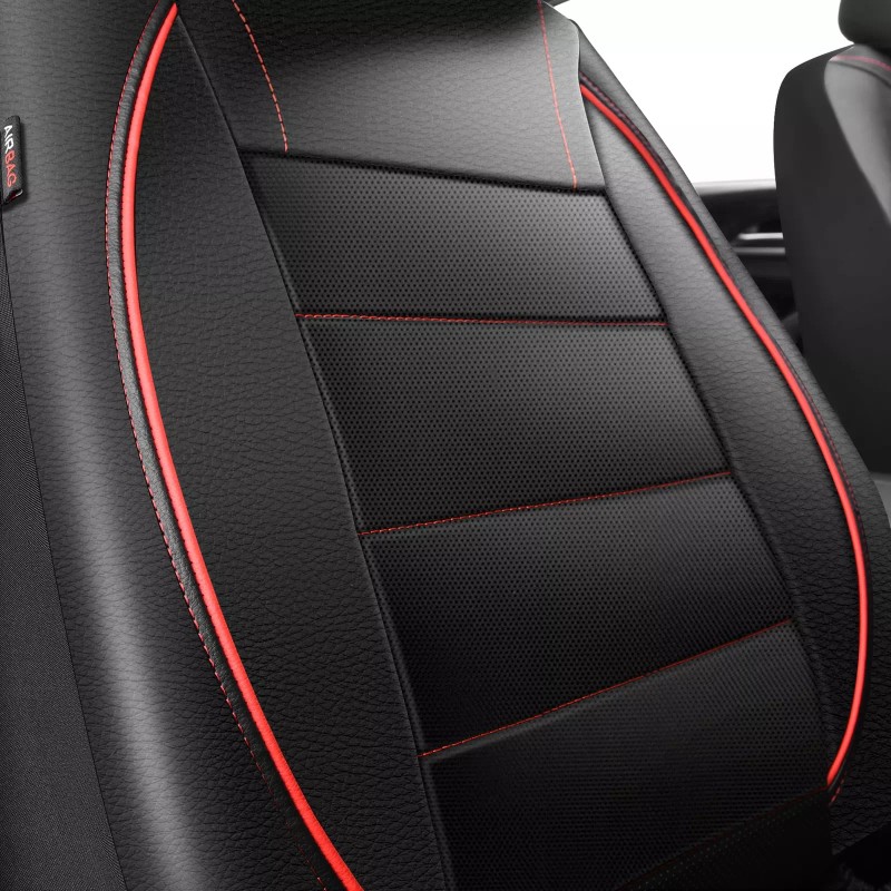 CAR PASS Universal FIT Piping Leather Two Front Seat Covers