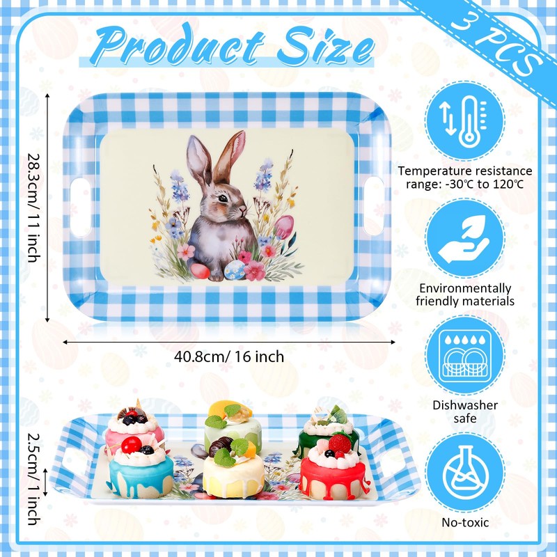 3 Pack Easter Serving Trays and Platters 16 x 11