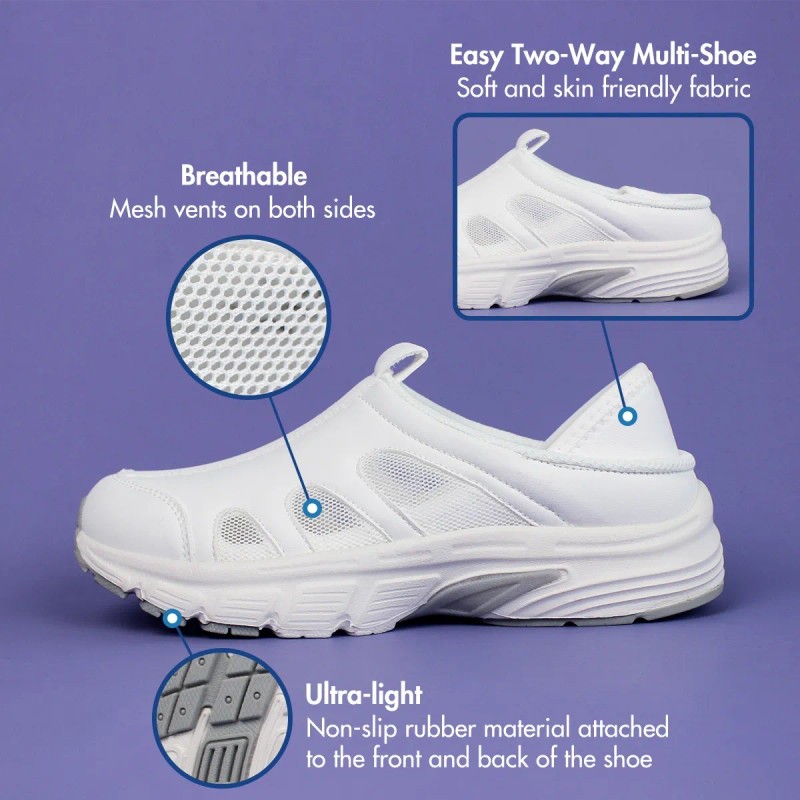 Zapatos Enfermera Blanco Mujer Clinicos Chef Slip On Two-way