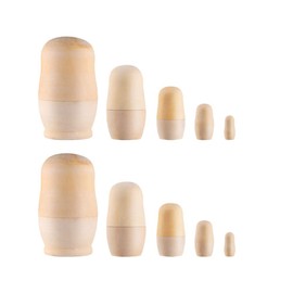 Tomaibaby 2 Sets Christmas Unpainted Wooden Nesting Dolls DIY Craft Unfinished Blank Matryoshka Stacking Nested Dolls Toy for Xmas Party Decoration Russian Dolls