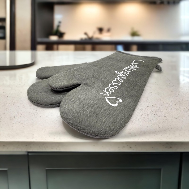BUSDUGA 4357 Set of 2 Oven Gloves Lieblingsessen in Grey