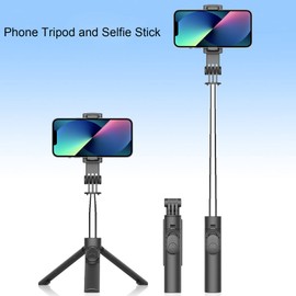 Selfie Stick Phone Tripod, 6 Section Stainless Steel Rod Phone Stick Selfie Stick Stand with Remote Control Supports Vertical Horizontal Fixing