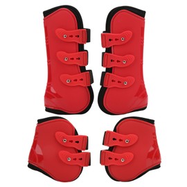 4pcs Horse Leg Guard PU Neoprene Front Hind Horse Tendon Jumping Boots for Equestrian EquipmentA Set of Red Front and Hind M