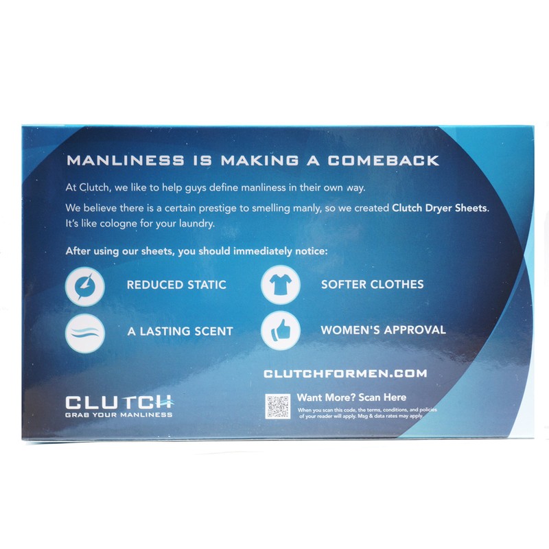 Clutch Men's Dryer Sheets, Fabric Softener for Men, 40 Count