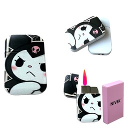 NIVEK Kulomi Lighter Kitty KT Torch Lighter Pink Flame Pocket Refillable Kawaii Cute Windproof Flame (Cat, Rabbit, Melody, Duffy) (A14-Kulomi Attitude Face)