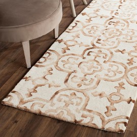 SAFAVIEH Dip Dye Collection Runner Rug - 2'3" x 6', Ivory & Camel, Handmade Moroccan Watercolor Wool, Ideal for High Traffic Areas in Living Room, Bedroom (DDY711E)