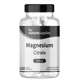 Magnesium Citrate Capsules 1480mg, 180 Per Bottle 3 Months Supply UK-Made, High Absorption Magnesium Supplements, Contributes to The Normal Function of Bones, Teeth, Energy - Naturesupplies…