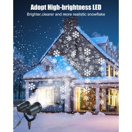 Brightown Christmas Snowflake Projector Lights Outdoor, Double Head Dynamic Christmas LED Rotating Snowfall Projector Waterproof Christmas Decorations Lights for Home Window Wall Christmas Decor