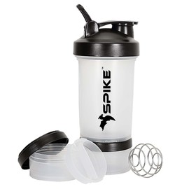 SPIKE Pro Protein Shaker Blender Bottle for Whey Protein Mix, Cycling, Gym water bottle with Stainless Steel Blender Ball 700ml (Pro Clear)