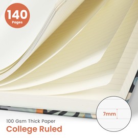 Lined Spiral Journal Notebook for Women, A5 Cute College Ruled Hardcover Notebook for Work & Note Taking, Pretty Journal for Writing, 140 Pages, Retro Mosaic