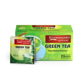 KILIMANJARO INFUSIONS - Green Tea - Tanzania - Specialty Tea - 25 Tea Bags With String and Tag - 50g
