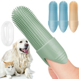 Duckart 4 Pack Dog Toothbrush, 360° Cleaning Finger Brush for Dogs Teeth, Food Grade Silicone Pet Brush Fits Most Fingers, Puppy Toothbrush for Dogs & Cats Dental Care
