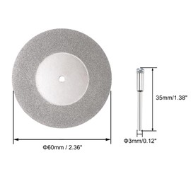 sourcing map 60mm Diamond Coated Cutting Wheels with 3mm Mandrels for Rotary Tool