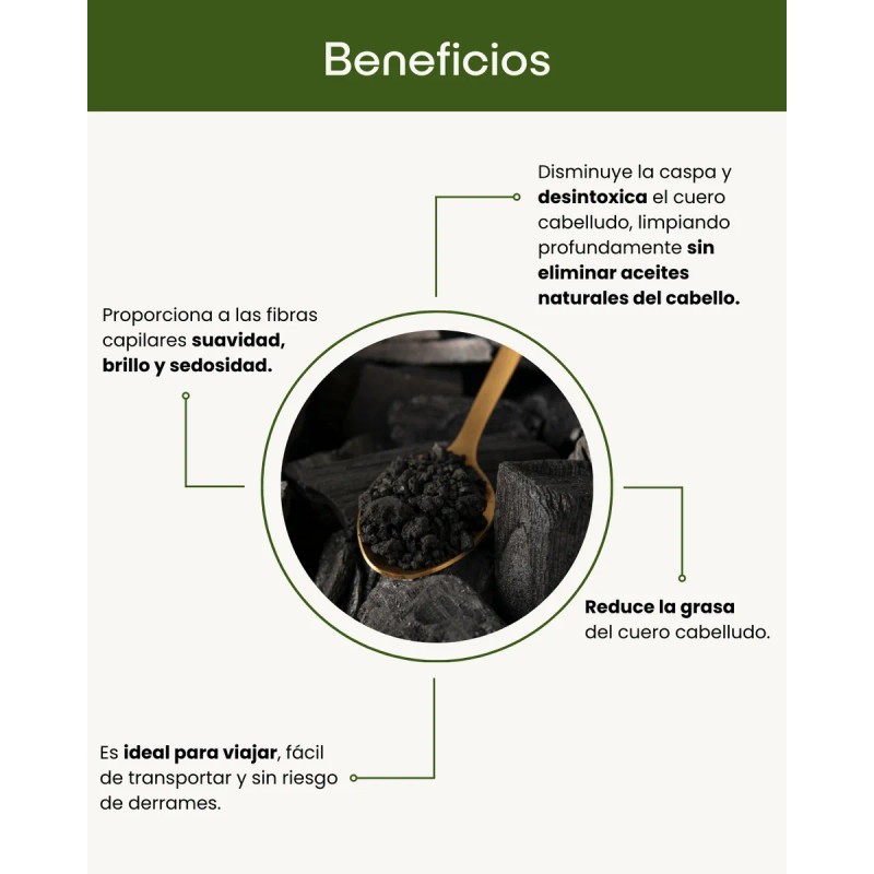 Shampoo Sólido Carbón Activado Anticaspa - Nuneth, 65gr