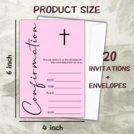 heiyihe Religious Celebration Invitations with Envelopes Pink Confirmation Invitations 20 Minimalist Confirmation Invitation Religious Invitation for Girls(Blue)-C17