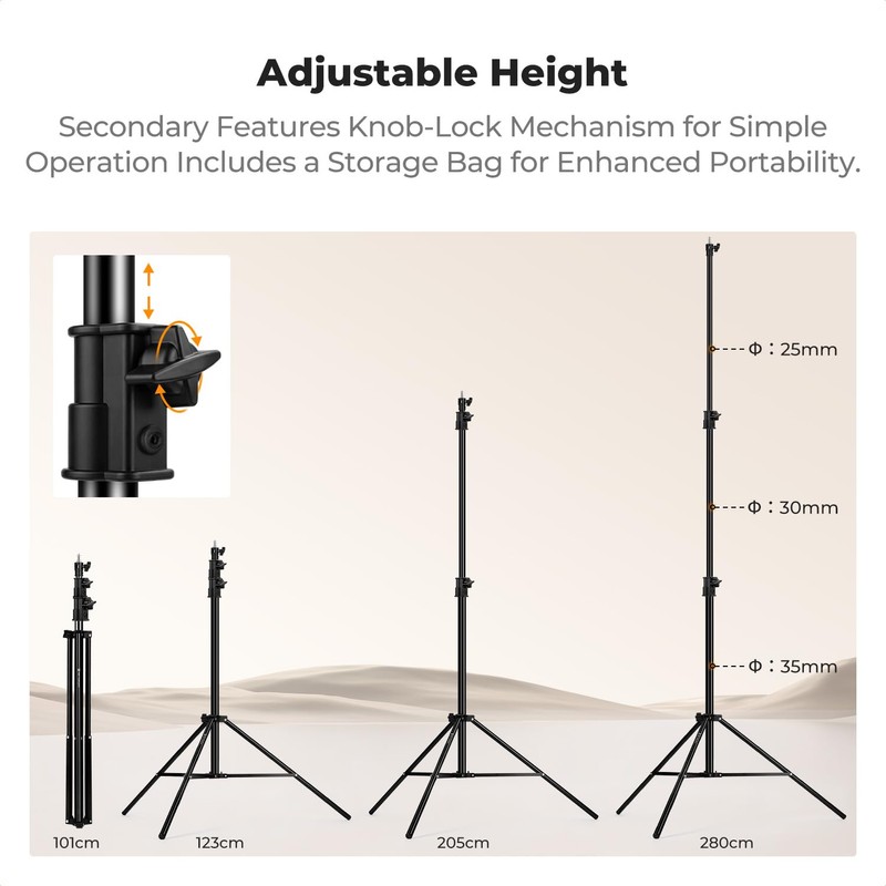K&F CONCEPT Air Cushioned Light Stand – 9.2ft Heavy Duty