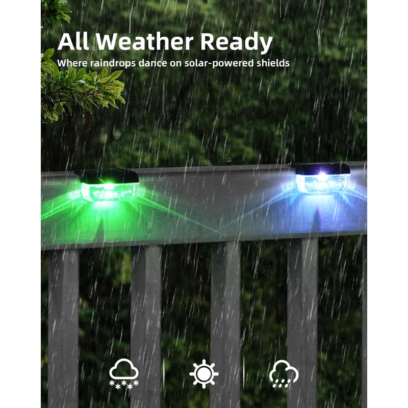 Herzila 16 Pack Solar Fence Lights, RGB Color Changing Christmas
