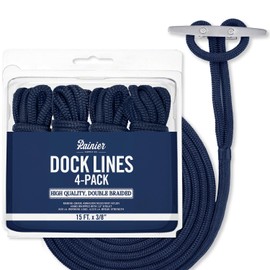 RainierSupplyCo Dock Lines 1, 2 & 4 Pack - Boat Rope for Docking with Loop - Premium Double Braided Nylon Marine Rope - Mooring Line with Eyelet - Boat Accessories
