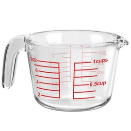 BZTT Glass Measuring Cup with V-Shaped Spout & Insulated Handle, 1 Cup(8oz)