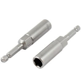 sourcing map Non-Magnetic Power 10mm Hex Socket Nut Driver Bit 80mm Length 2 Pcs