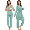 SWOMOG Maternity Nursing Robe Set 3 PCS Women Postpartum Pajamas