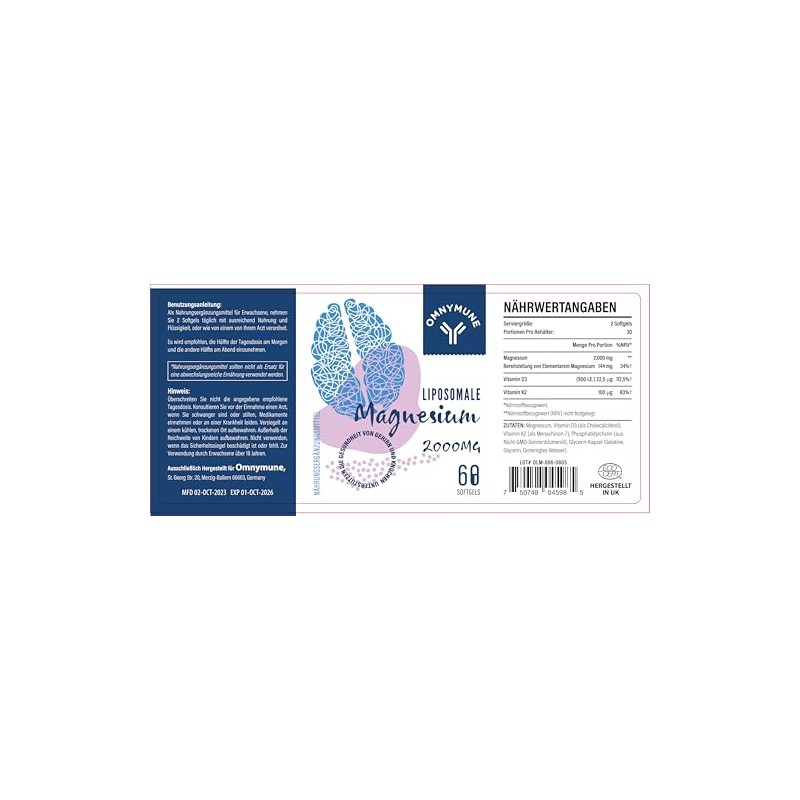 Liposomal Magnesium 2000mg High Strength - Magnesium Supplement with Vitamin