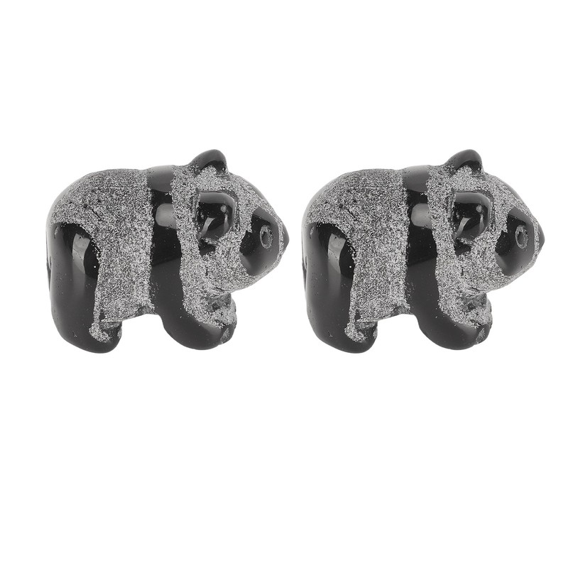 2pcs Panda Statue Obsidian Frosted Cute Mini Ingenious Handcrafted Panda
