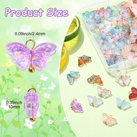 Ipotkitt 150 Pcs 15 Colors Glass Butterfly Charms Crystal Insect Flying Animal Charms for DIY Bracelet Necklace Crafts Phone Bag Jewelry Making