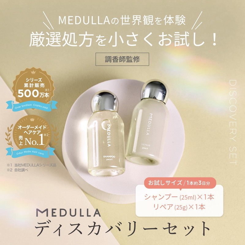 MEDULLA Discovery Set, Elegant Musk Scent, Shampoo, Treatment Set, 0.9