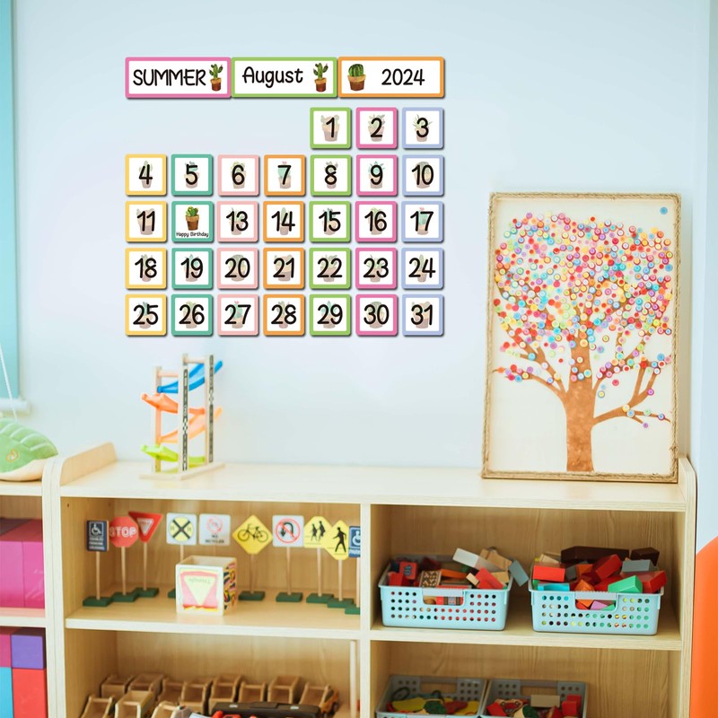 89pcs Classroom Monthly Calendar Pocket Chart Cards for Classroom Homeschool